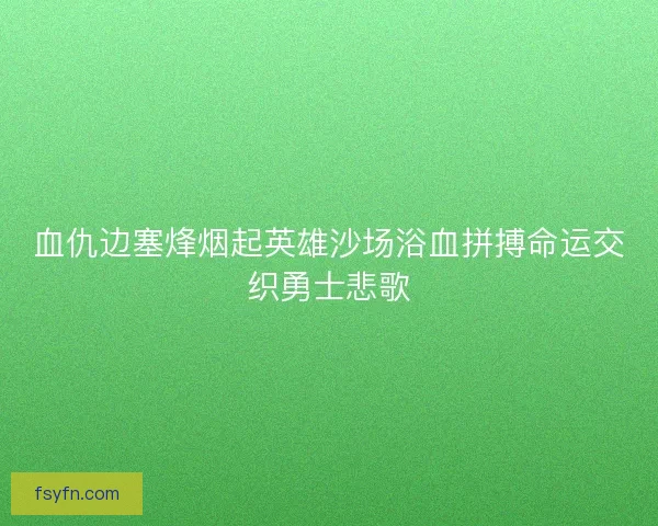血仇边塞烽烟起英雄沙场浴血拼搏命运交织勇士悲歌 血仇边塞烽烟起英雄沙场浴血拼搏命运交织勇士悲歌
